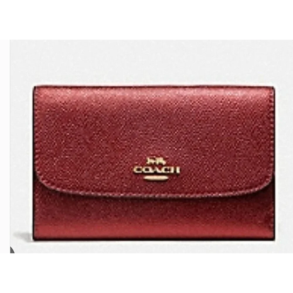 Coach Metallic Currant Crossgrain Leather Medium Envelope Wallet - New - Picture 1 of 6